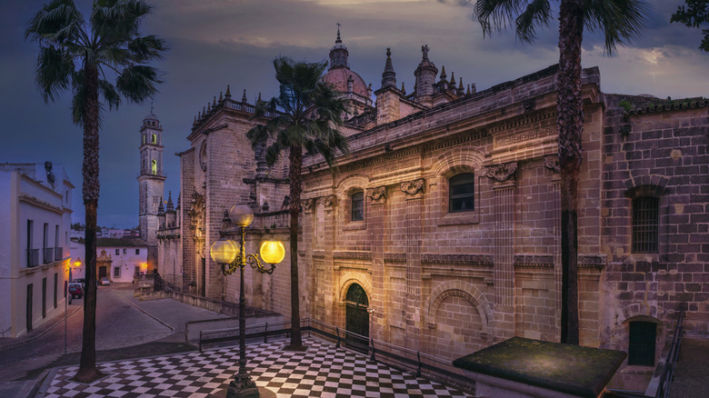 Jerez Cathedral at night