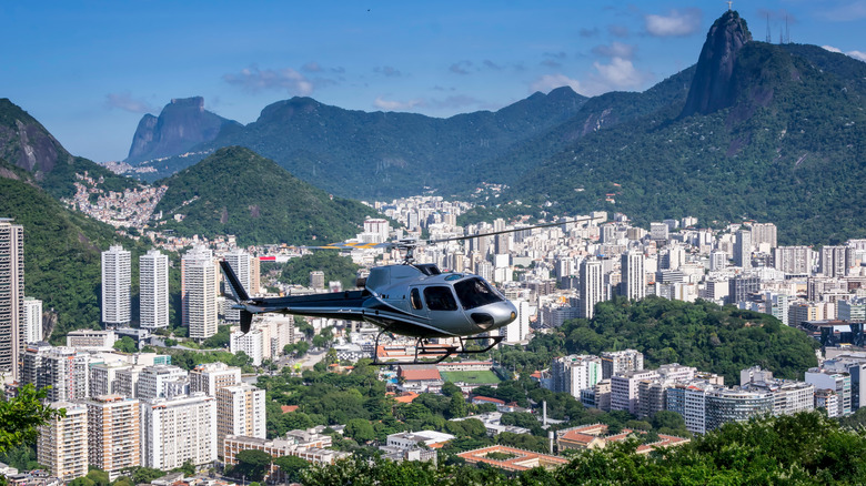 helicopter flying in Rio de Janeiro