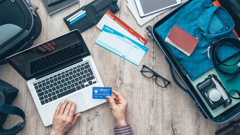 Person booking flight online