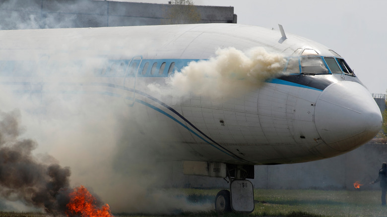 A plane full of smoke.