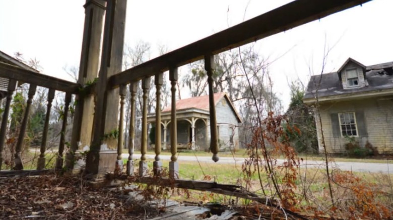 The abandoned remains of the fictional town of Spectre on Jackson Lake Island
