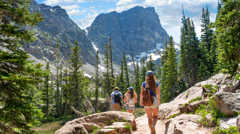 group of hikers Rocky Mountains