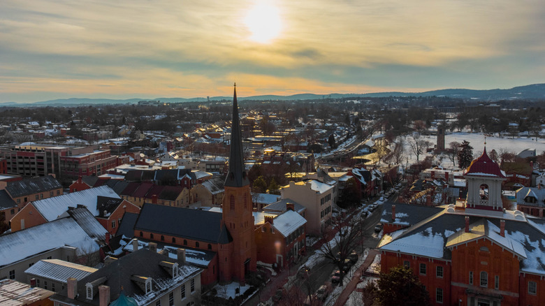 Aerial view of West Church St Frederick, Maryland