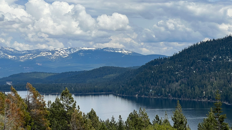 An aerial view of Donner Lake, California