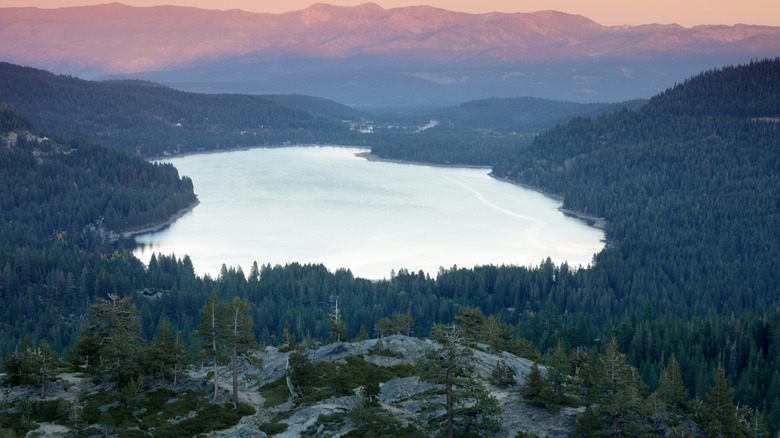 Sunset view of Donner Lake, California