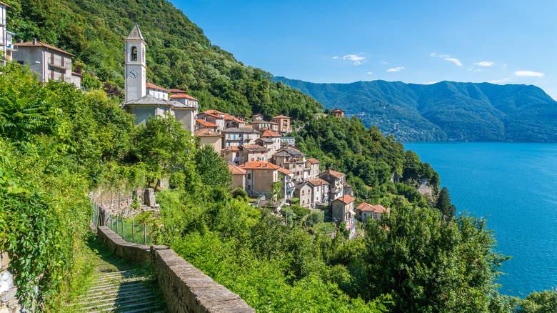 A walkway leading to the village of Careno on Lake Como