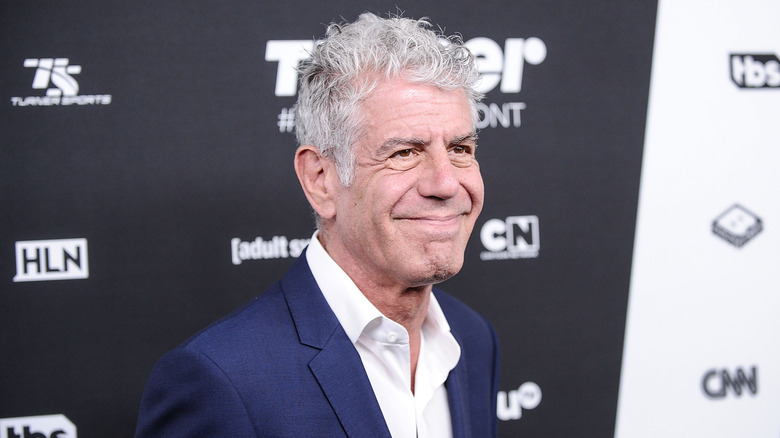 Anthony Bourdain smiling at an event