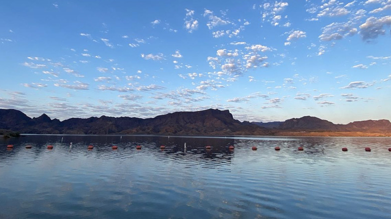 scenic photo of the swimming area at Cattail Cove State Park