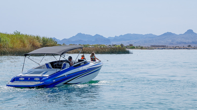Windsor Beach Lake Havasu sunny day boats lined up