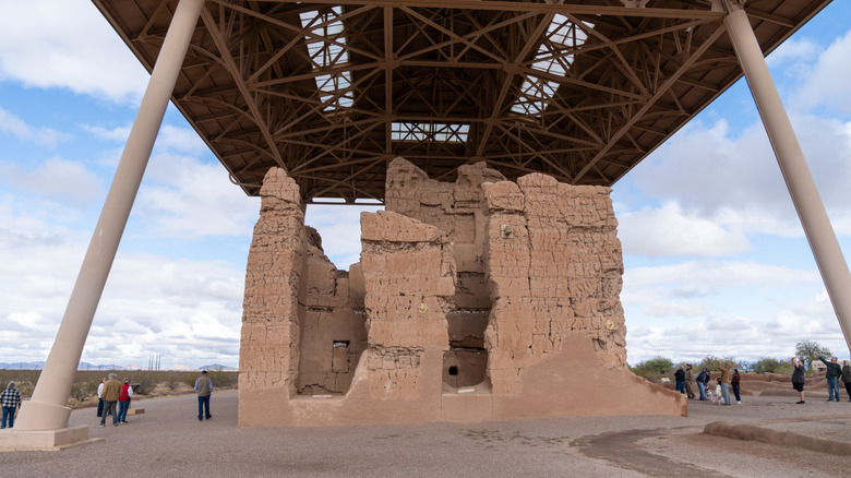 A close-up shot of the Great House or Casa Grande.