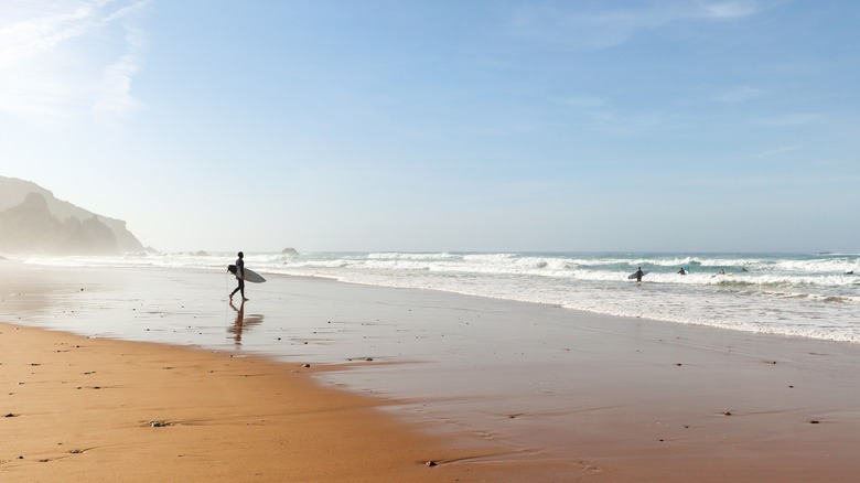 Surfers on Praia do Amado, Aljezur