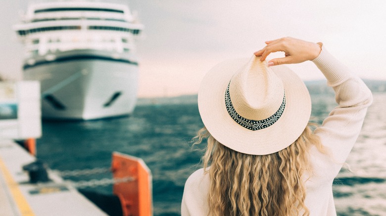 Woman waiting for cruise ship