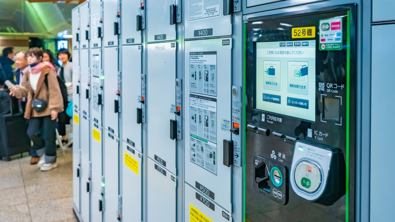 Locker bank touchscreen card scanner Tokyo