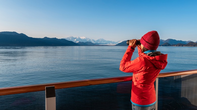 Woman using binoculars 