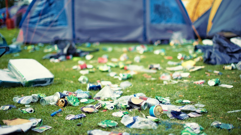 Litter at a campsite