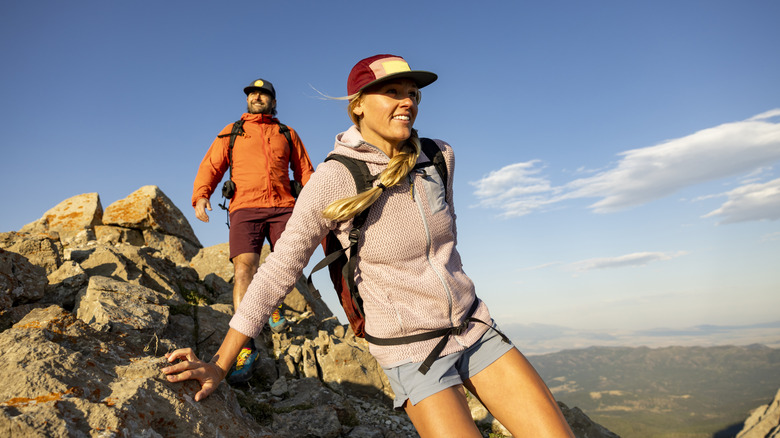 Hikers on mountain summit