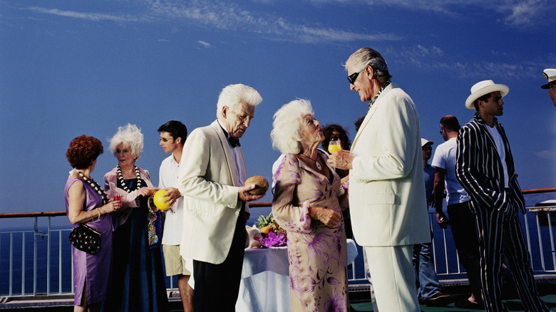 Elegant travelers on cruise