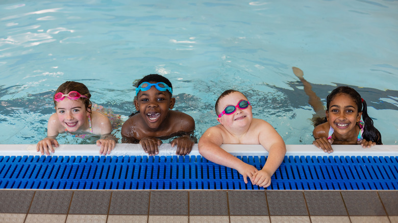 Kids in a swimming pool 