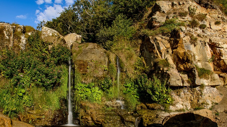 Hayburn Wyke beach waterfall