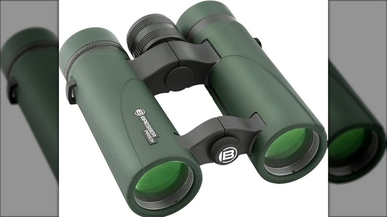 Bresser binoculars opened on plain background