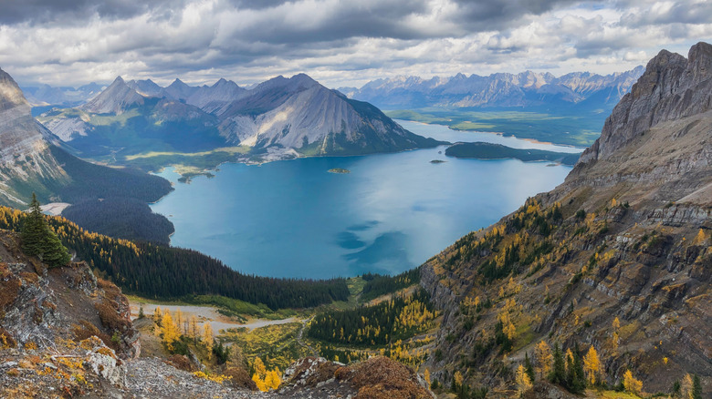 a view over the Kananaskis Lakes in Peter Lougheed Provincial Park Alberta
