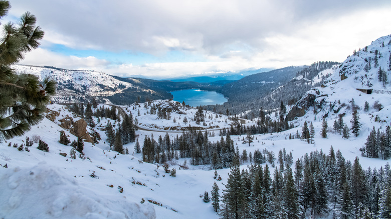 Donner Lake in winter snow