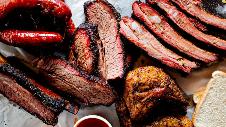 Barbecue platter brisket sausage