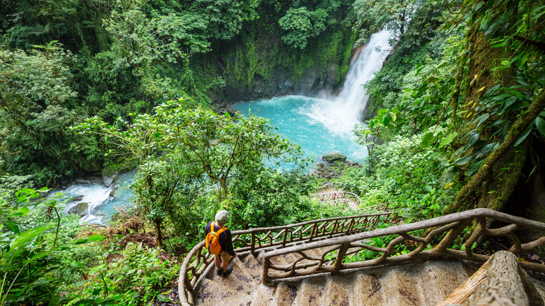 Person at waterfall Costa Rica