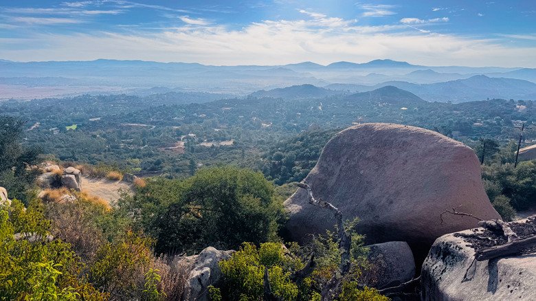 views of the mountains from Mount Woodson and Potato Chip Rock Trail in Ramona California