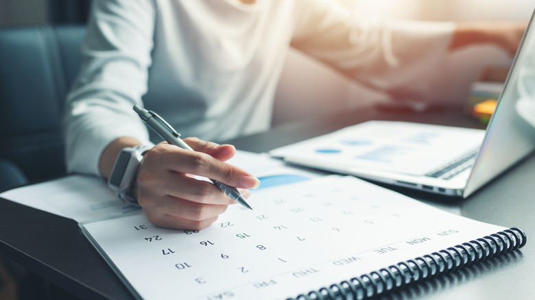 Writing on a calendar