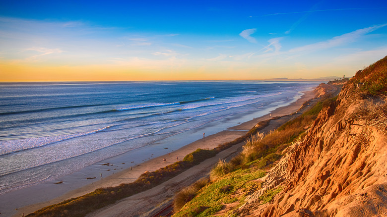 Del Mar beach at sunset