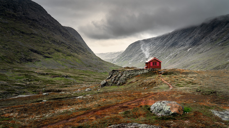 a red cabin in Norway