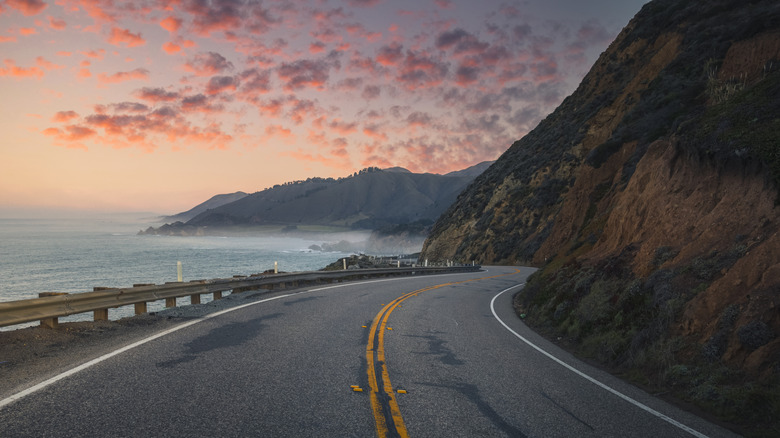 Dusk over the Pacific Coast Highway into Monterey, California