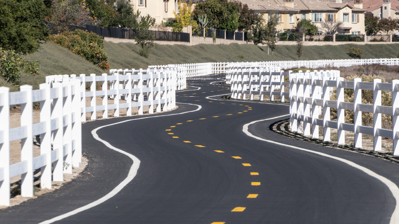 A bike path winds through Santa Clarita, California