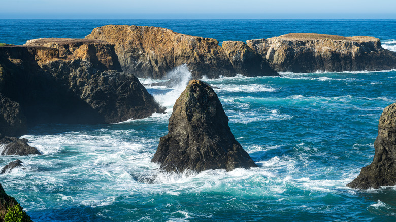 Headlands in the surf at Mendocino.