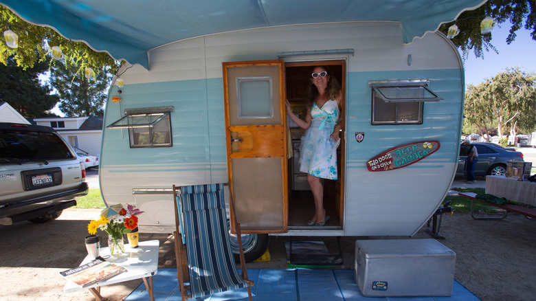 A vintage trailer on display at the 4th annual Vintage Trailer Bash