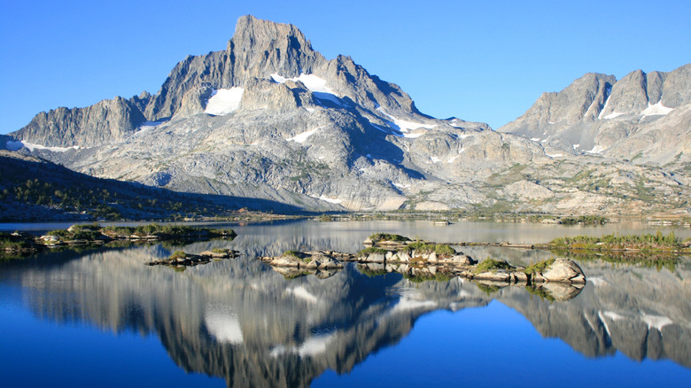 Banner Peak reflected in Thousand Island Lake, Ansel Adams Wilderness, California