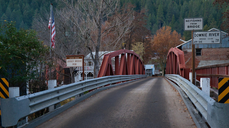 A country road leads to town