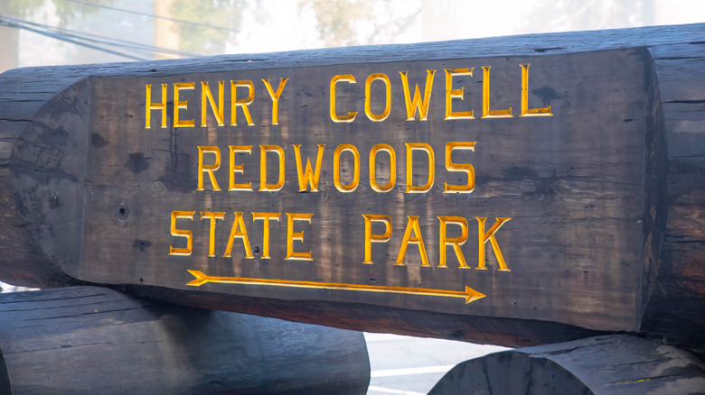 Henry Cowell Redwoods State Park entrance sign, California
