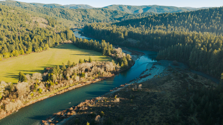 Smith River winding through Jedidiah Smith Redwoods State Park