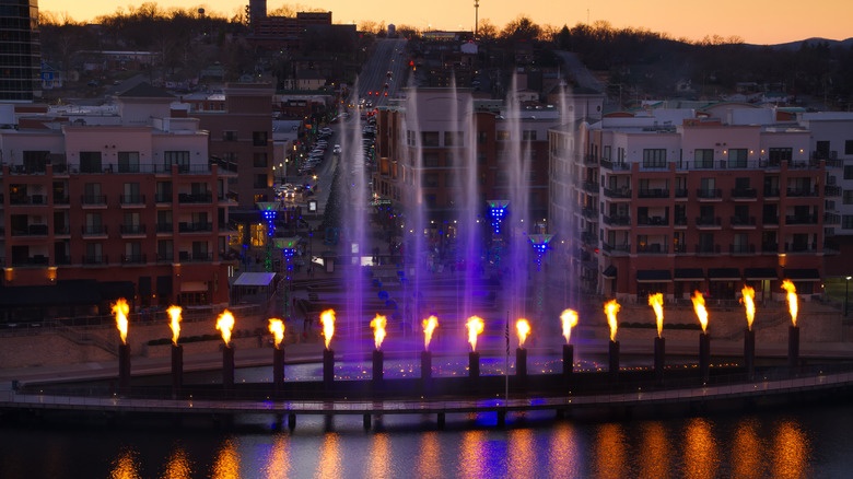 Branson Landing at night