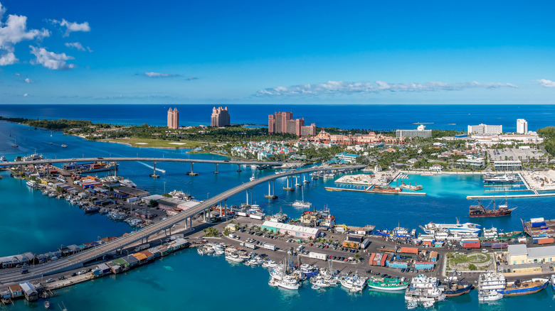 Panoramic shot of New Providence Island and Paradise Island Bahamas