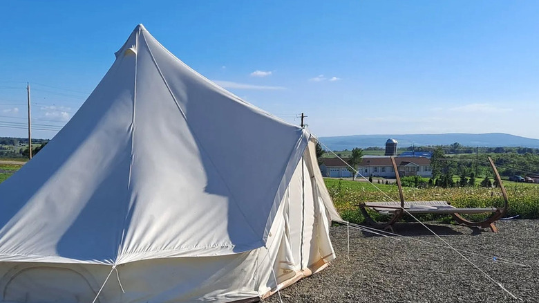 A glamping tent at Naturluxe & Stars in Watkins Glen, New York