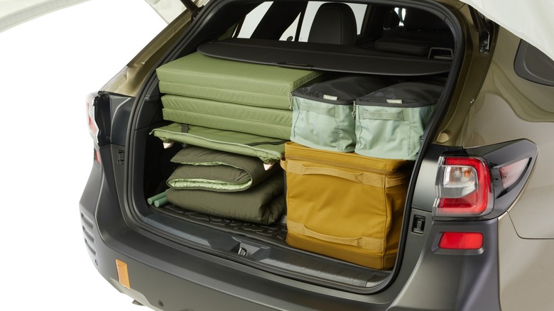 REI's Trailgate storage cubes and bin in a car trunk.