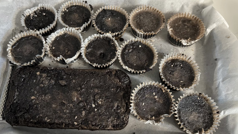 coffee grounds firestarter pucks in cupcake holders and brick from a bread pan
