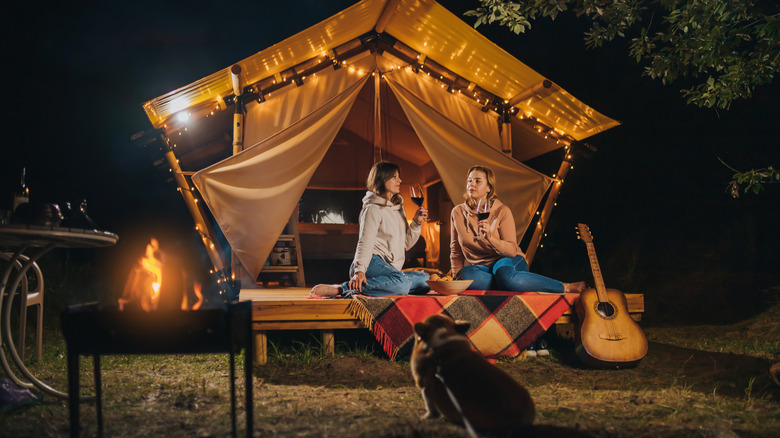 two women glamping