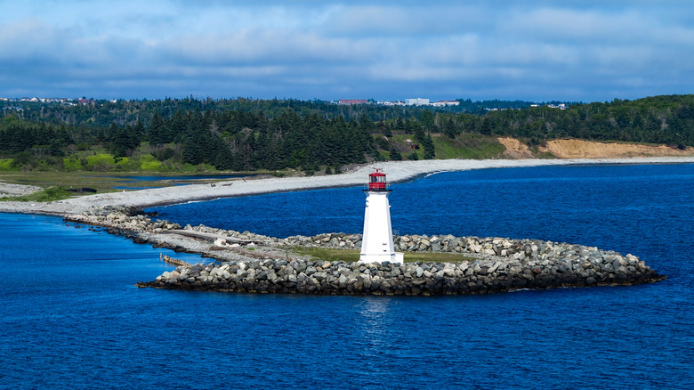 The Maughers Lighthouse on McNabs Island, Halifax, Nova Scotia, Canada.