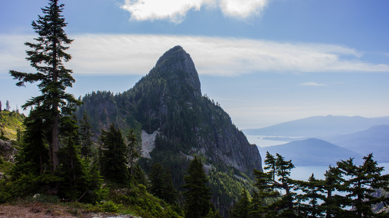 Mountain peak with Howe Sound in the background
