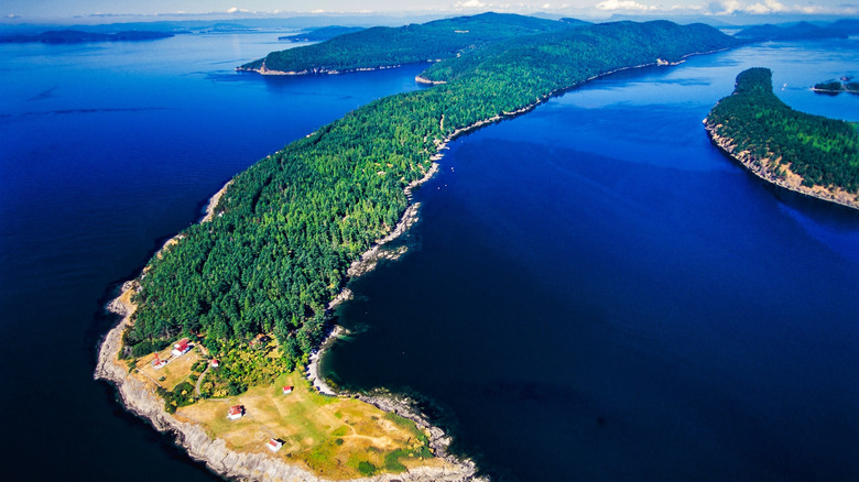 finger like islands in a large body of water
