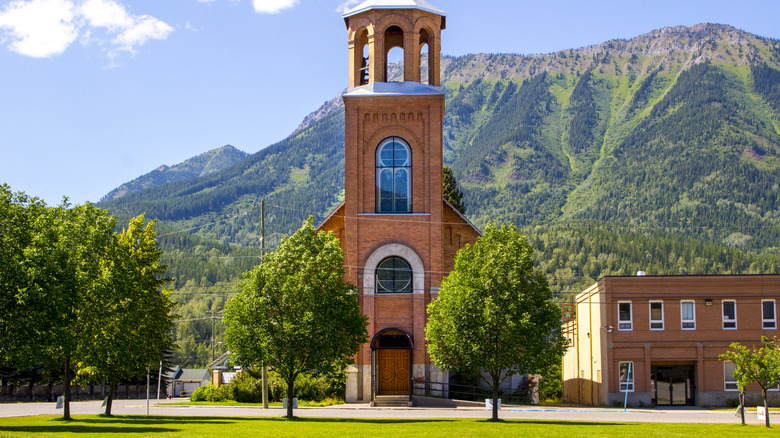 View of the Holy Family Catholic Church in Fernie, British Columbia, Canada
